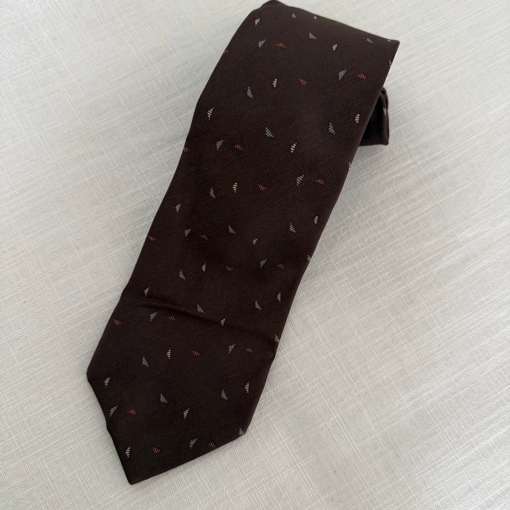 Givenchy Monsieur Silk Tie Brown Geometric Dash Pattern Made in Italy
